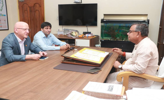 Dr Simon Heck, DG of International potato center, Latin America meets Tripura Agriculture minister Ratanlal Nath.